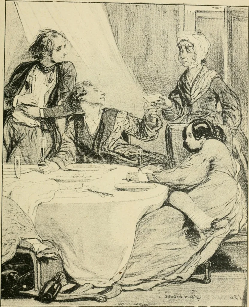 An illustration from Les maîtres humoristes, les meilleurs dessins, les meilleures legendes, 1905, leaf 56