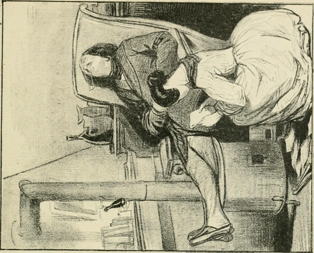 An illustration from Les maîtres humoristes, les meilleurs dessins, les meilleures legendes, 1905, leaf 92