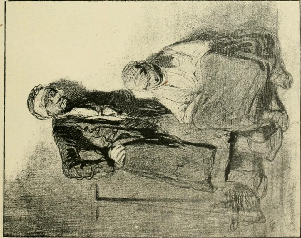 An illustration from Les maîtres humoristes, les meilleurs dessins, les meilleures legendes, 1905, leaf 98