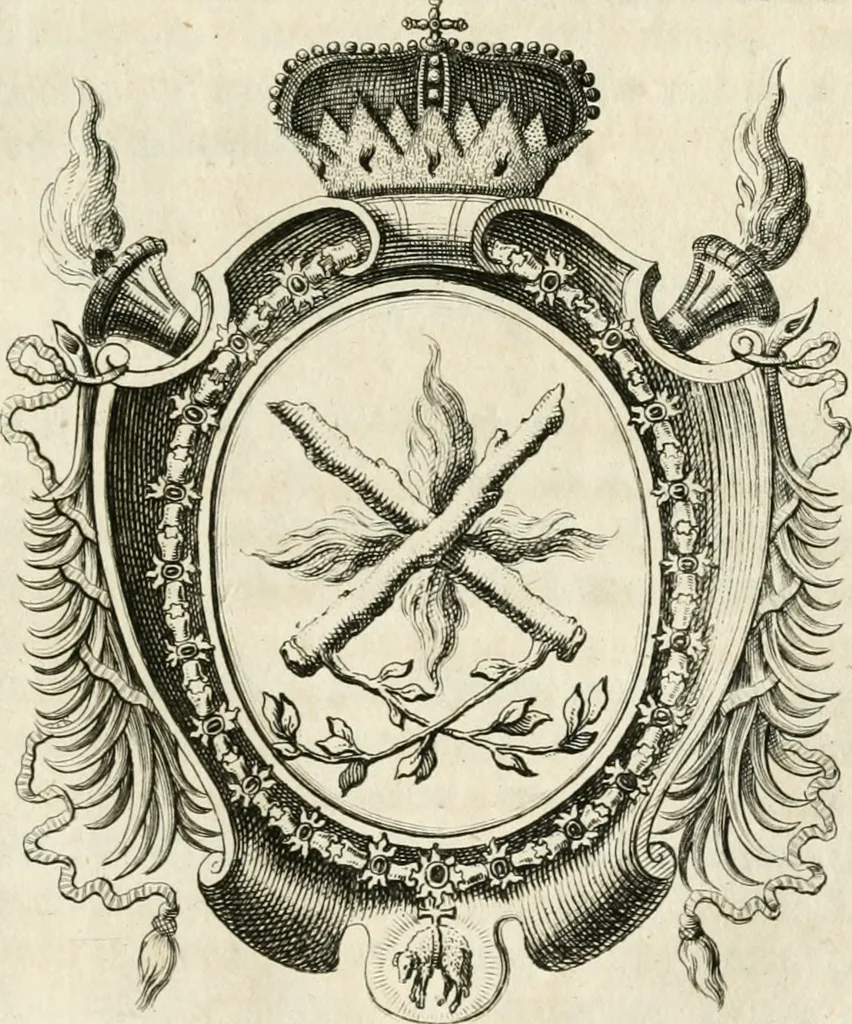 An illustration from Sacrae Caes. Mai. consiliarii, & rei antiquae, nec non feriundis numismatibus praefecti Caroli Gustavi Heraei Inscriptiones et symbola varii argumenti, 1721, leaf 140