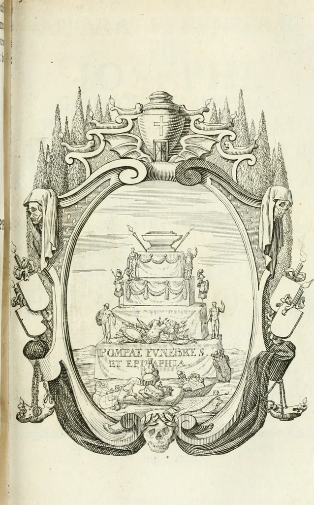 An illustration from Sacrae Caes. Mai. consiliarii, & rei antiquae, nec non feriundis numismatibus praefecti Caroli Gustavi Heraei Inscriptiones et symbola varii argumenti, 1721, leaf 214