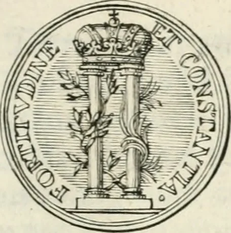 An illustration from Sacrae Caes. Mai. consiliarii, & rei antiquae, nec non feriundis numismatibus praefecti Caroli Gustavi Heraei Inscriptiones et symbola varii argumenti, 1721, leaf 24