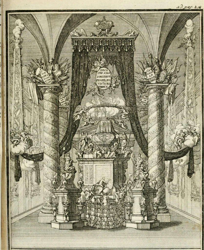 An illustration from Sacrae Caes. Mai. consiliarii, & rei antiquae, nec non feriundis numismatibus praefecti Caroli Gustavi Heraei Inscriptiones et symbola varii argumenti, 1721, leaf 240