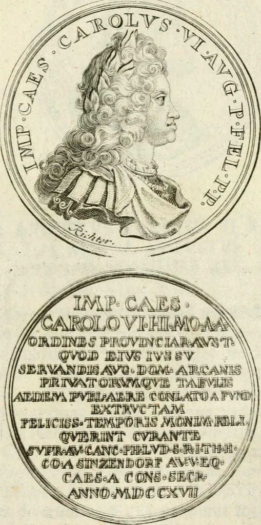 An illustration from Sacrae Caes. Mai. consiliarii, & rei antiquae, nec non feriundis numismatibus praefecti Caroli Gustavi Heraei Inscriptiones et symbola varii argumenti, 1721, leaf 50