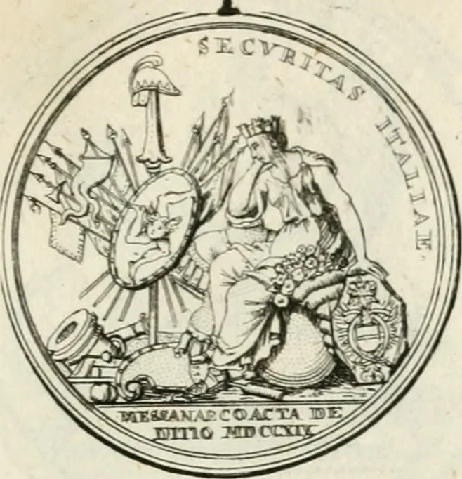 An illustration from Sacrae Caes. Mai. consiliarii, & rei antiquae, nec non feriundis numismatibus praefecti Caroli Gustavi Heraei Inscriptiones et symbola varii argumenti, 1721, leaf 62