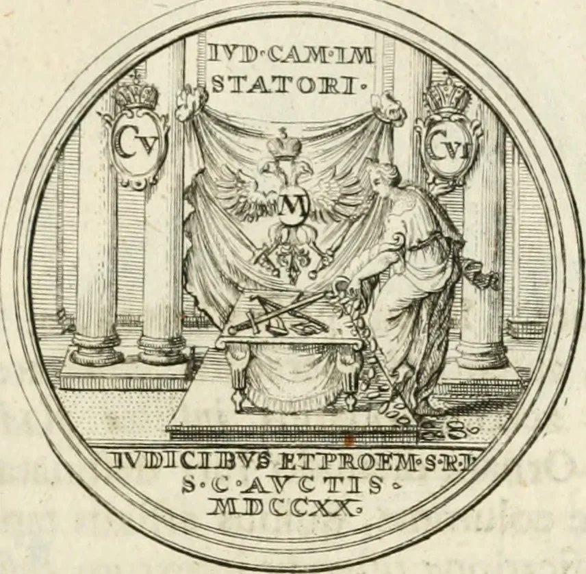 An illustration from Sacrae Caes. Mai. consiliarii, & rei antiquae, nec non feriundis numismatibus praefecti Caroli Gustavi Heraei Inscriptiones et symbola varii argumenti, 1721, leaf 66