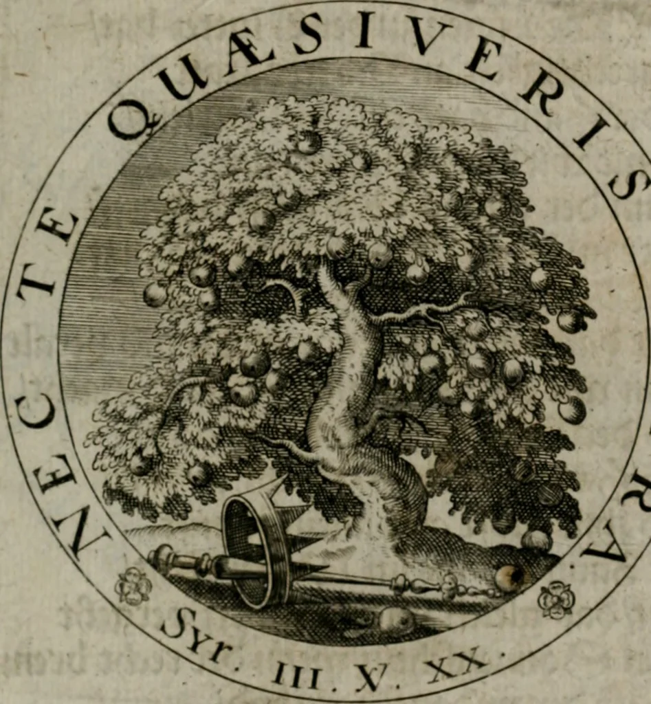 An illustration from Sacra emblemata LXXVI : in quibus summa unius cuiusq[ue] evangelii rotunde adumbratur : das ist, Sechsundsibentzig geistliche figürlein in welchen eines ieder evangelij summa kürtzlichen wird abgebildet, 1625, leaf 102
