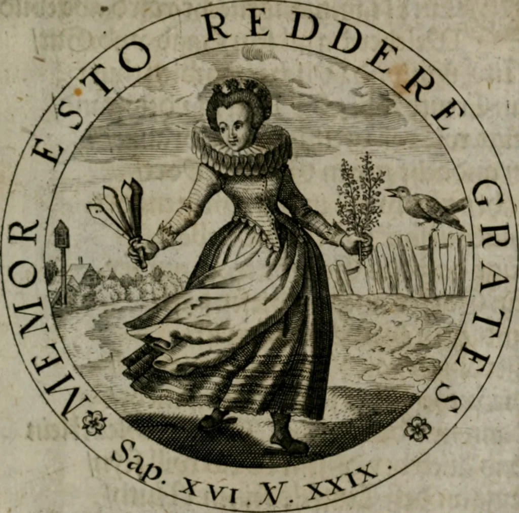 An illustration from Sacra emblemata LXXVI : in quibus summa unius cuiusq[ue] evangelii rotunde adumbratur : das ist, Sechsundsibentzig geistliche figürlein in welchen eines ieder evangelij summa kürtzlichen wird abgebildet, 1625, leaf 104