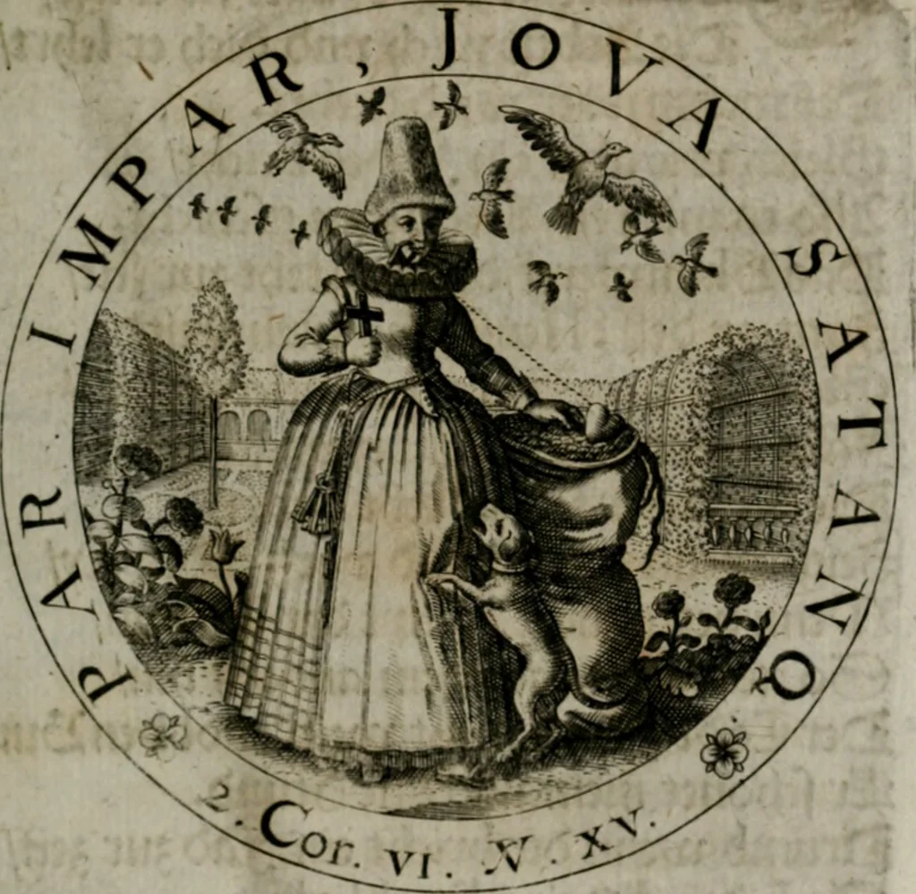 An illustration from Sacra emblemata LXXVI : in quibus summa unius cuiusq[ue] evangelii rotunde adumbratur : das ist, Sechsundsibentzig geistliche figürlein in welchen eines ieder evangelij summa kürtzlichen wird abgebildet, 1625, leaf 106