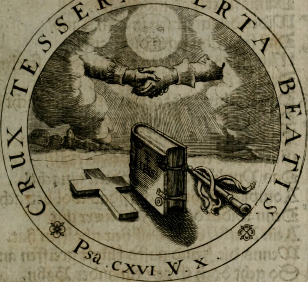 An illustration from Sacra emblemata LXXVI : in quibus summa unius cuiusq[ue] evangelii rotunde adumbratur : das ist, Sechsundsibentzig geistliche figürlein in welchen eines ieder evangelij summa kürtzlichen wird abgebildet, 1625, leaf 124