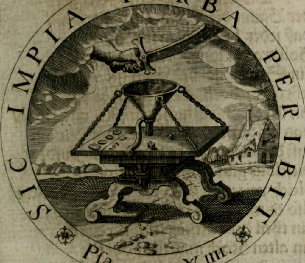 An illustration from Sacra emblemata LXXVI : in quibus summa unius cuiusq[ue] evangelii rotunde adumbratur : das ist, Sechsundsibentzig geistliche figürlein in welchen eines ieder evangelij summa kürtzlichen wird abgebildet, 1625, leaf 126