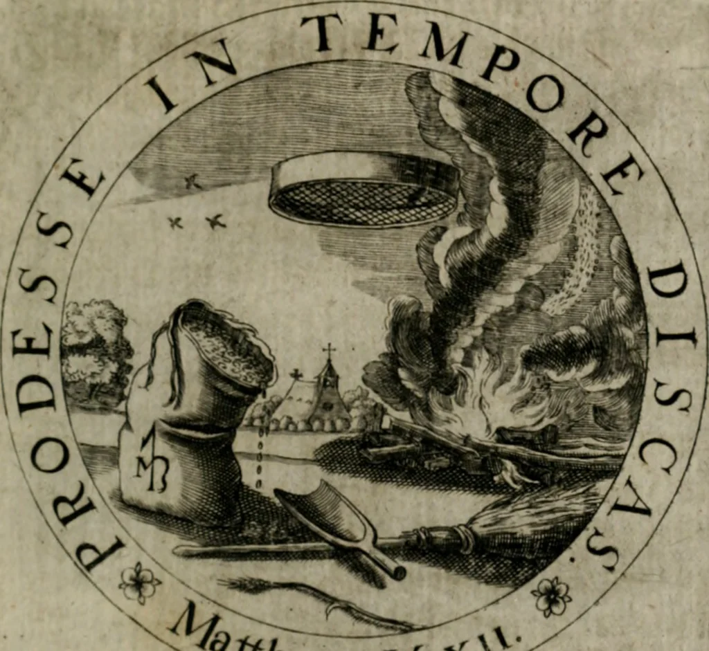 An illustration from Sacra emblemata LXXVI : in quibus summa unius cuiusq[ue] evangelii rotunde adumbratur : das ist, Sechsundsibentzig geistliche figürlein in welchen eines ieder evangelij summa kürtzlichen wird abgebildet, 1625, leaf 132