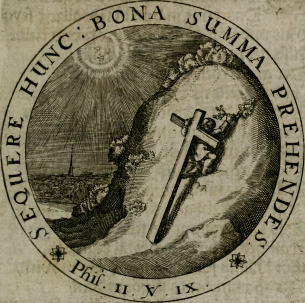 An illustration from Sacra emblemata LXXVI : in quibus summa unius cuiusq[ue] evangelii rotunde adumbratur : das ist, Sechsundsibentzig geistliche figürlein in welchen eines ieder evangelij summa kürtzlichen wird abgebildet, 1625, leaf 134