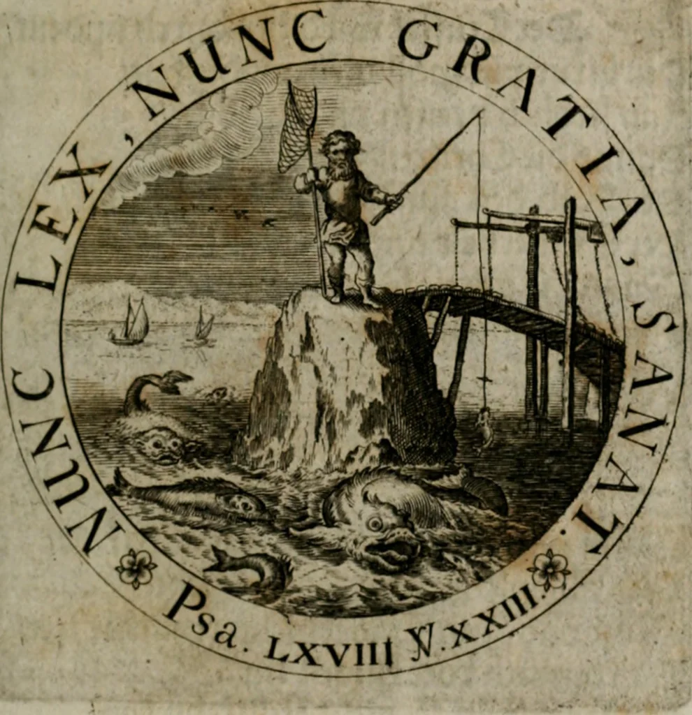 An illustration from Sacra emblemata LXXVI : in quibus summa unius cuiusq[ue] evangelii rotunde adumbratur : das ist, Sechsundsibentzig geistliche figürlein in welchen eines ieder evangelij summa kürtzlichen wird abgebildet, 1625, leaf 136
