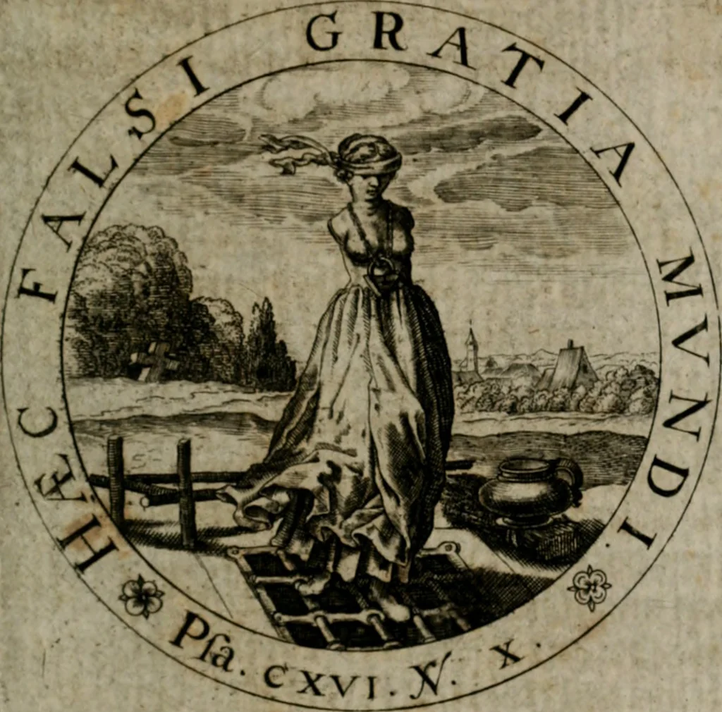 An illustration from Sacra emblemata LXXVI : in quibus summa unius cuiusq[ue] evangelii rotunde adumbratur : das ist, Sechsundsibentzig geistliche figürlein in welchen eines ieder evangelij summa kürtzlichen wird abgebildet, 1625, leaf 140
