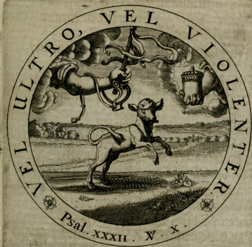 An illustration from Sacra emblemata LXXVI : in quibus summa unius cuiusq[ue] evangelii rotunde adumbratur : das ist, Sechsundsibentzig geistliche figürlein in welchen eines ieder evangelij summa kürtzlichen wird abgebildet, 1625, leaf 162
