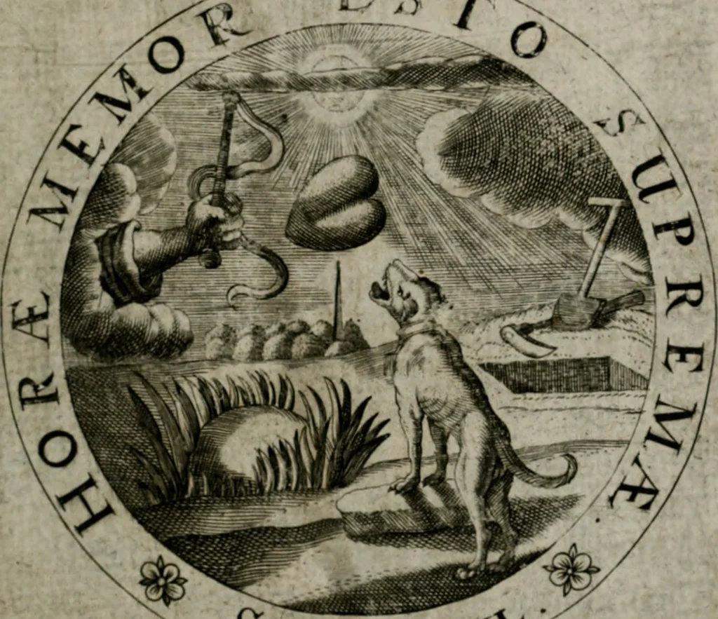 An illustration from Sacra emblemata LXXVI : in quibus summa unius cuiusq[ue] evangelii rotunde adumbratur : das ist, Sechsundsibentzig geistliche figürlein in welchen eines ieder evangelij summa kürtzlichen wird abgebildet, 1625, leaf 174