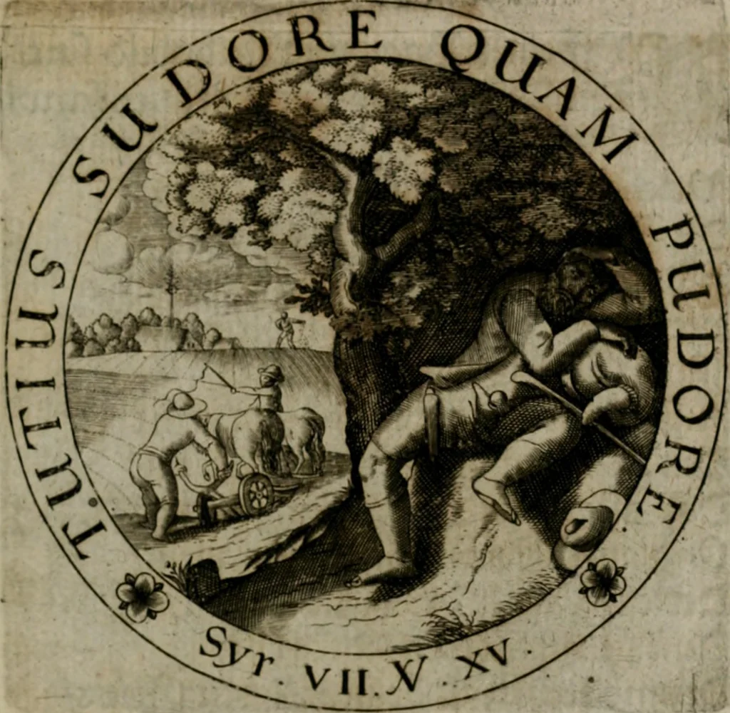 An illustration from Sacra emblemata LXXVI : in quibus summa unius cuiusq[ue] evangelii rotunde adumbratur : das ist, Sechsundsibentzig geistliche figürlein in welchen eines ieder evangelij summa kürtzlichen wird abgebildet, 1625, leaf 184