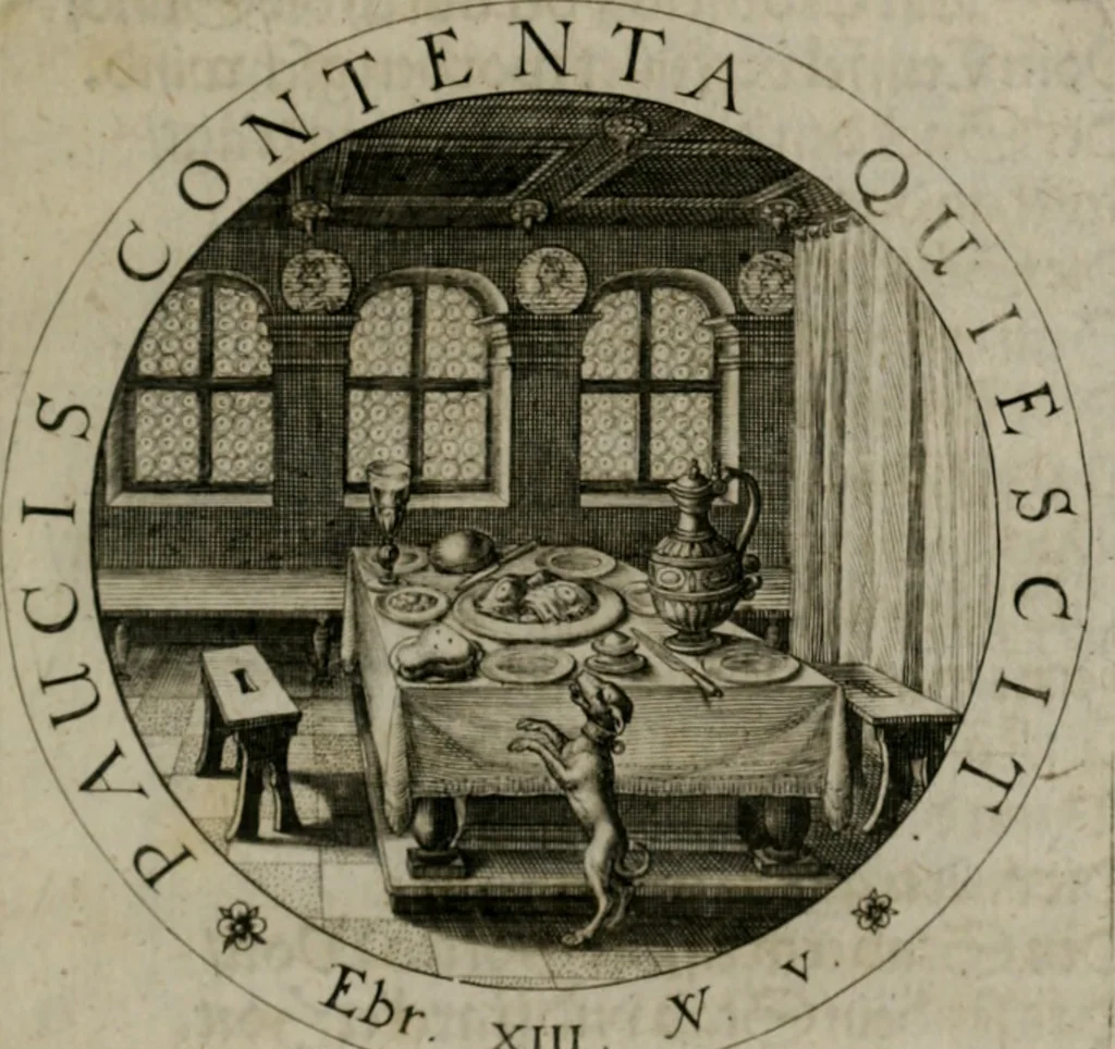 An illustration from Sacra emblemata LXXVI : in quibus summa unius cuiusq[ue] evangelii rotunde adumbratur : das ist, Sechsundsibentzig geistliche figürlein in welchen eines ieder evangelij summa kürtzlichen wird abgebildet, 1625, leaf 24