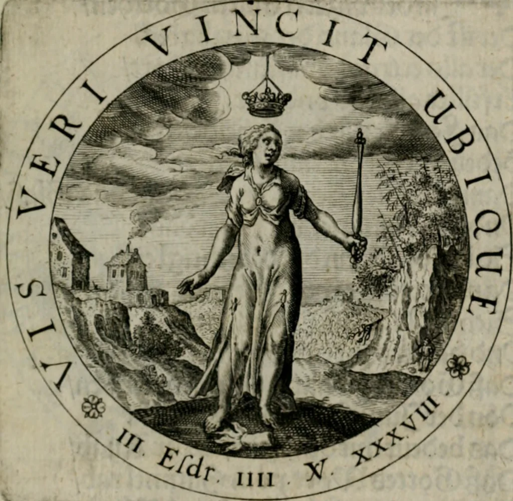 An illustration from Sacra emblemata LXXVI : in quibus summa unius cuiusq[ue] evangelii rotunde adumbratur : das ist, Sechsundsibentzig geistliche figürlein in welchen eines ieder evangelij summa kürtzlichen wird abgebildet, 1625, leaf 32