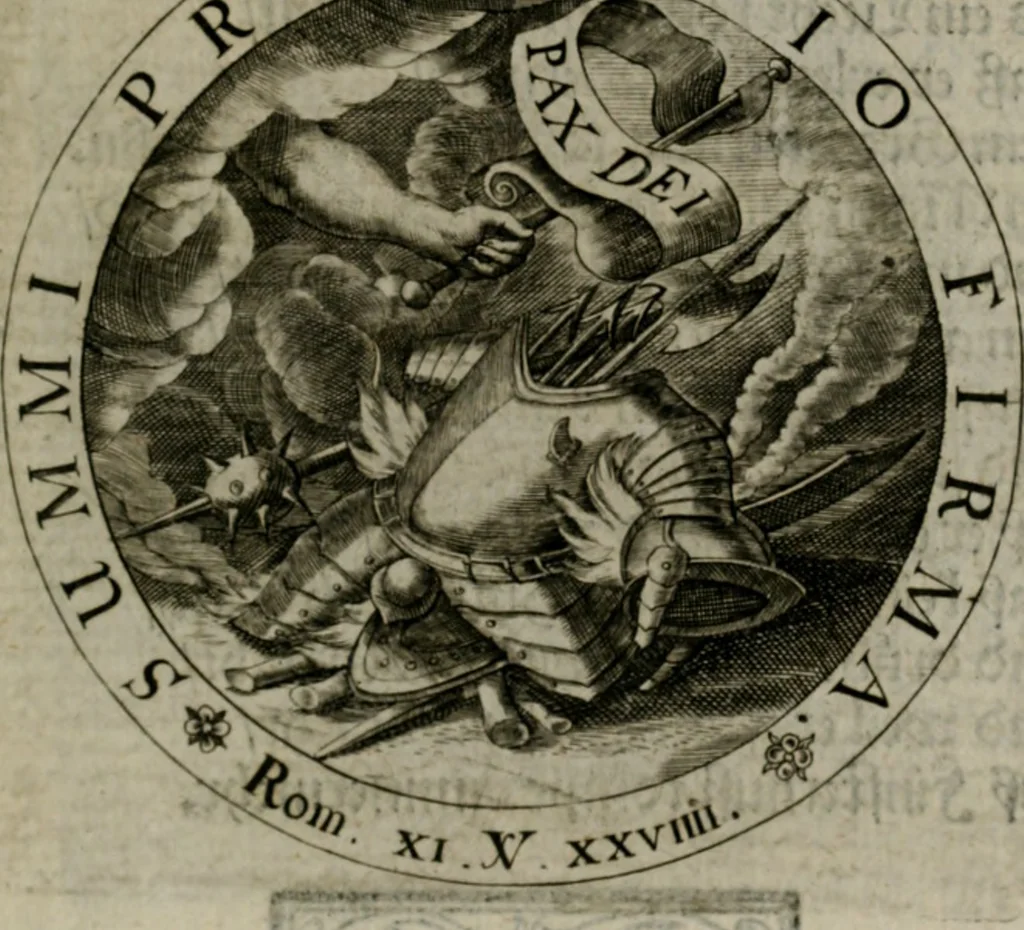 An illustration from Sacra emblemata LXXVI : in quibus summa unius cuiusq[ue] evangelii rotunde adumbratur : das ist, Sechsundsibentzig geistliche figürlein in welchen eines ieder evangelij summa kürtzlichen wird abgebildet, 1625, leaf 62