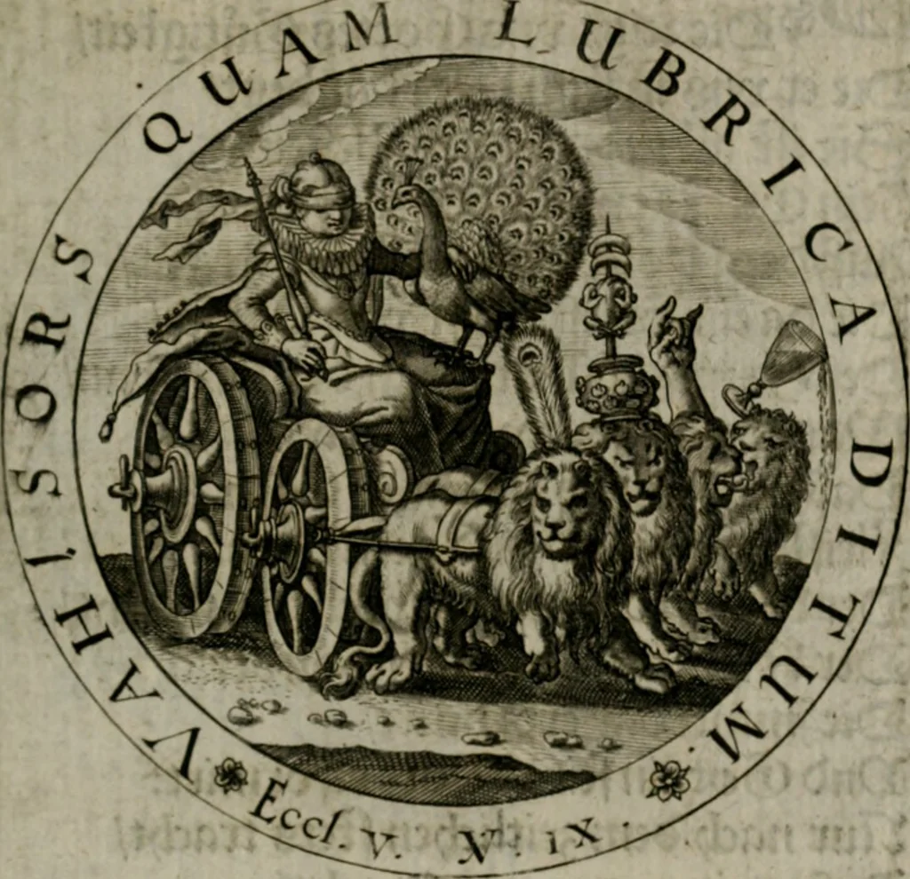 An illustration from Sacra emblemata LXXVI : in quibus summa unius cuiusq[ue] evangelii rotunde adumbratur : das ist, Sechsundsibentzig geistliche figürlein in welchen eines ieder evangelij summa kürtzlichen wird abgebildet, 1625, leaf 68