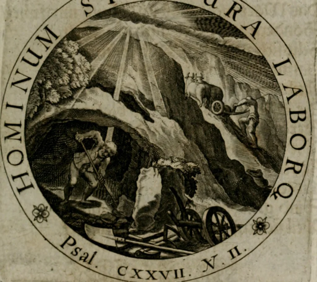 An illustration from Sacra emblemata LXXVI : in quibus summa unius cuiusq[ue] evangelii rotunde adumbratur : das ist, Sechsundsibentzig geistliche figürlein in welchen eines ieder evangelij summa kürtzlichen wird abgebildet, 1625, leaf 78
