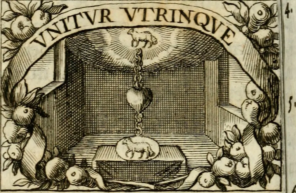 An illustration from Sacra mystarum hebdomada, sive, Quotidiana pro sacerdotibus piè celebrandi : septenaria verò pro laicis, devotè communicandi formula, sacris, è litteris, 1700, leaf 189