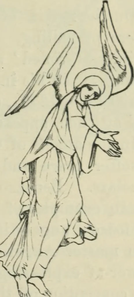 An illustration from Sacred and legendary art : containing legends of the angels and archangels, the evangelists, the apostles, the doctors of the Church and St. Mary Magdalene as represented in the fine arts, 1911, leaf 102