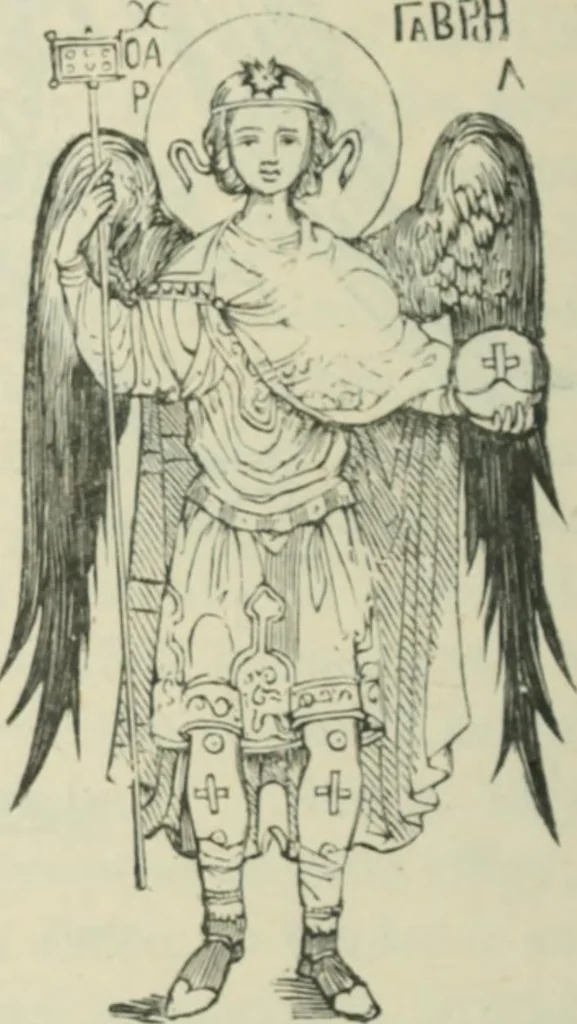 An illustration from Sacred and legendary art : containing legends of the angels and archangels, the evangelists, the apostles, the doctors of the Church and St. Mary Magdalene as represented in the fine arts, 1911, leaf 103
