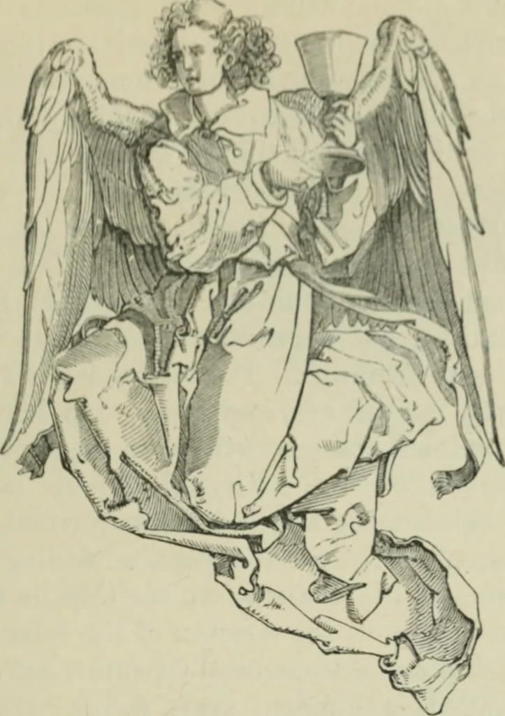 An illustration from Sacred and legendary art : containing legends of the angels and archangels, the evangelists, the apostles, the doctors of the Church and St. Mary Magdalene as represented in the fine arts, 1911, leaf 106
