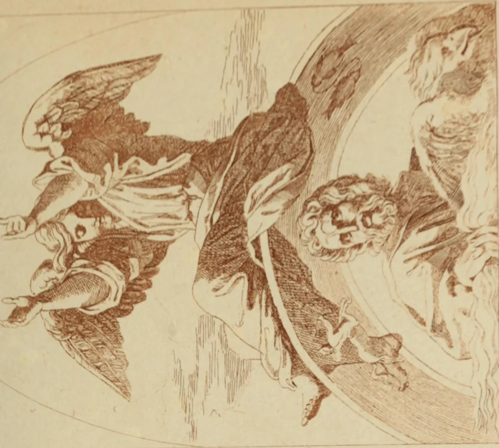 An illustration from Sacred and legendary art : containing legends of the angels and archangels, the evangelists, the apostles, the doctors of the Church and St. Mary Magdalene as represented in the fine arts, 1911, leaf 108