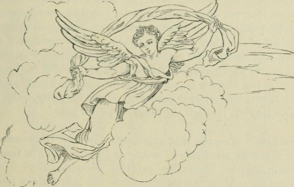 An illustration from Sacred and legendary art : containing legends of the angels and archangels, the evangelists, the apostles, the doctors of the Church and St. Mary Magdalene as represented in the fine arts, 1911, leaf 112