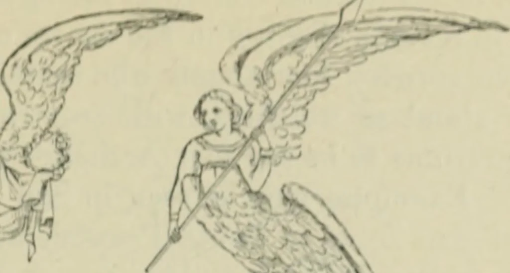An illustration from Sacred and legendary art : containing legends of the angels and archangels, the evangelists, the apostles, the doctors of the Church and St. Mary Magdalene as represented in the fine arts, 1911, leaf 120