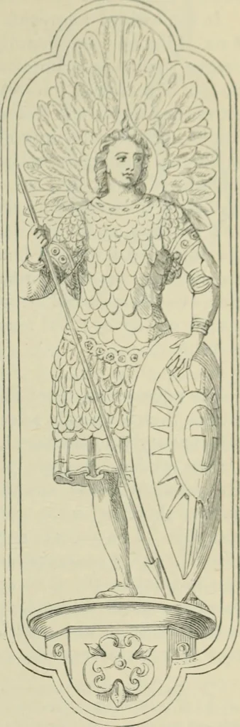 An illustration from Sacred and legendary art : containing legends of the angels and archangels, the evangelists, the apostles, the doctors of the Church and St. Mary Magdalene as represented in the fine arts, 1911, leaf 130