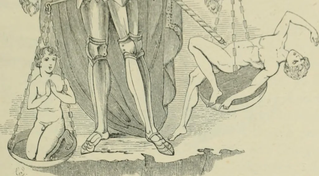 An illustration from Sacred and legendary art : containing legends of the angels and archangels, the evangelists, the apostles, the doctors of the Church and St. Mary Magdalene as represented in the fine arts, 1911, leaf 140
