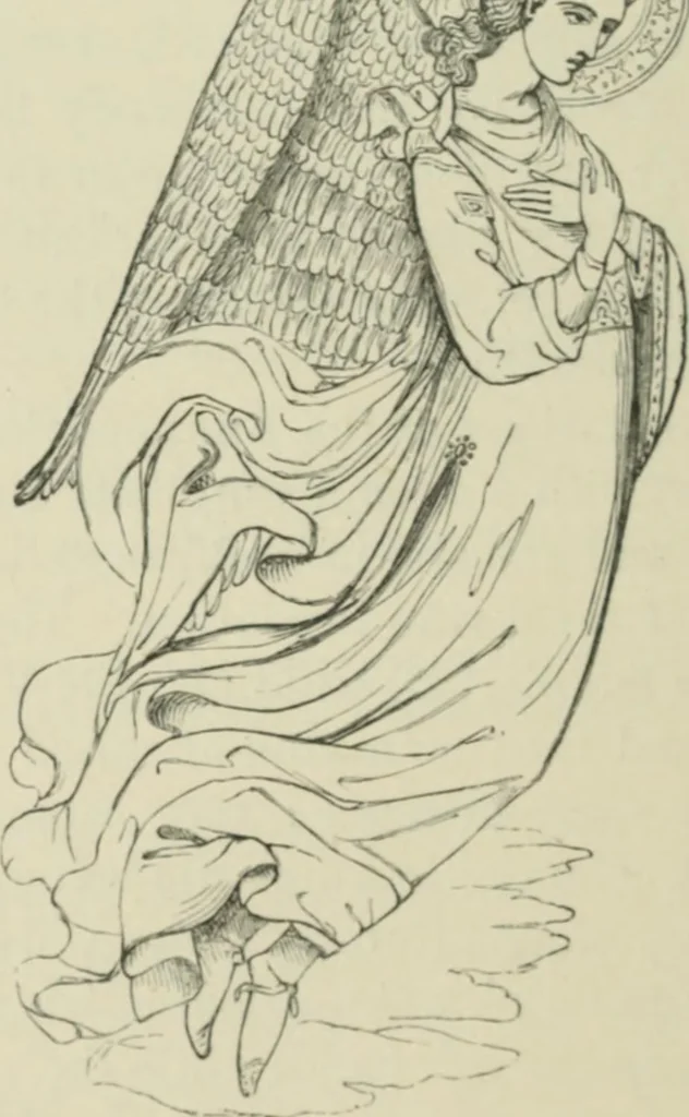 An illustration from Sacred and legendary art : containing legends of the angels and archangels, the evangelists, the apostles, the doctors of the Church and St. Mary Magdalene as represented in the fine arts, 1911, leaf 149