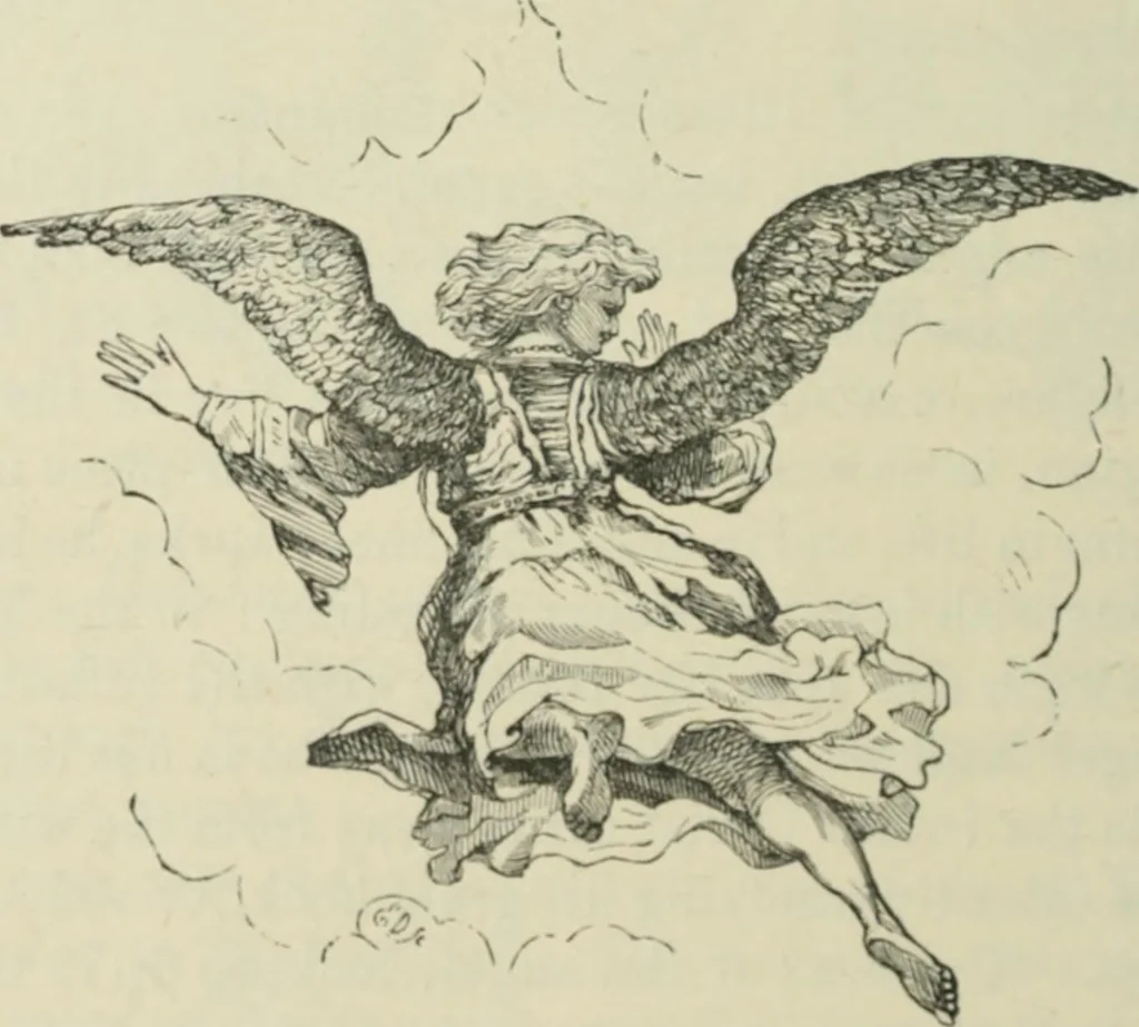 An illustration from Sacred and legendary art : containing legends of the angels and archangels, the evangelists, the apostles, the doctors of the Church and St. Mary Magdalene as represented in the fine arts, 1911, leaf 159