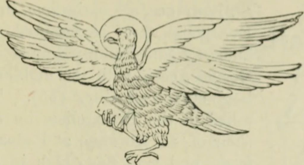 An illustration from Sacred and legendary art : containing legends of the angels and archangels, the evangelists, the apostles, the doctors of the Church and St. Mary Magdalene as represented in the fine arts, 1911, leaf 166