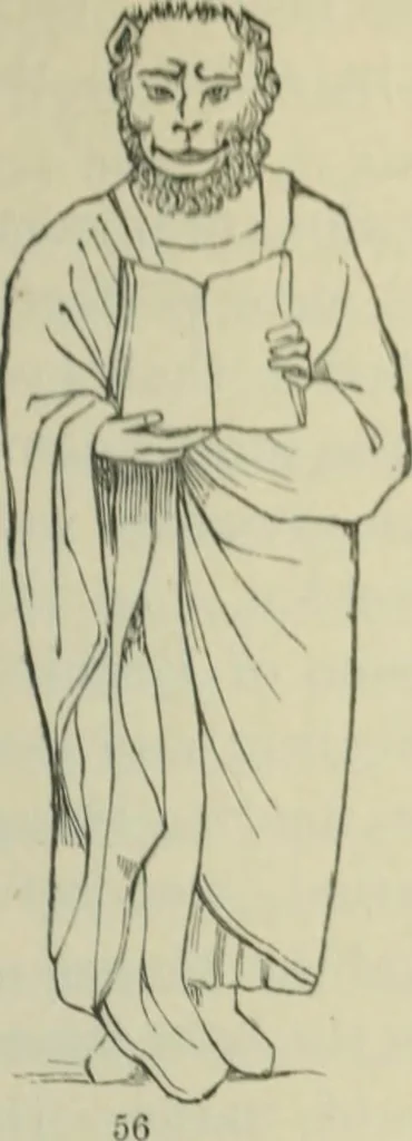 An illustration from Sacred and legendary art : containing legends of the angels and archangels, the evangelists, the apostles, the doctors of the Church and St. Mary Magdalene as represented in the fine arts, 1911, leaf 168