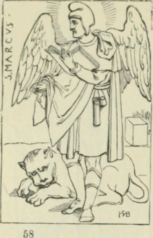 An illustration from Sacred and legendary art : containing legends of the angels and archangels, the evangelists, the apostles, the doctors of the Church and St. Mary Magdalene as represented in the fine arts, 1911, leaf 169