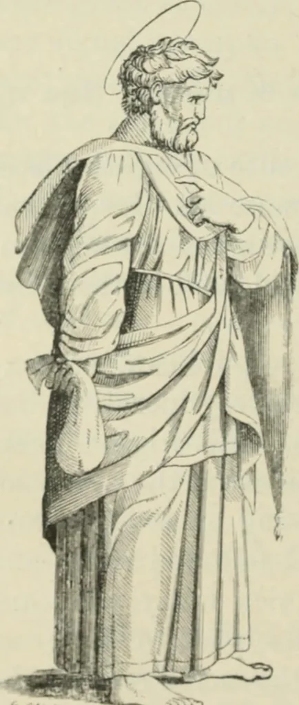An illustration from Sacred and legendary art : containing legends of the angels and archangels, the evangelists, the apostles, the doctors of the Church and St. Mary Magdalene as represented in the fine arts, 1911, leaf 173