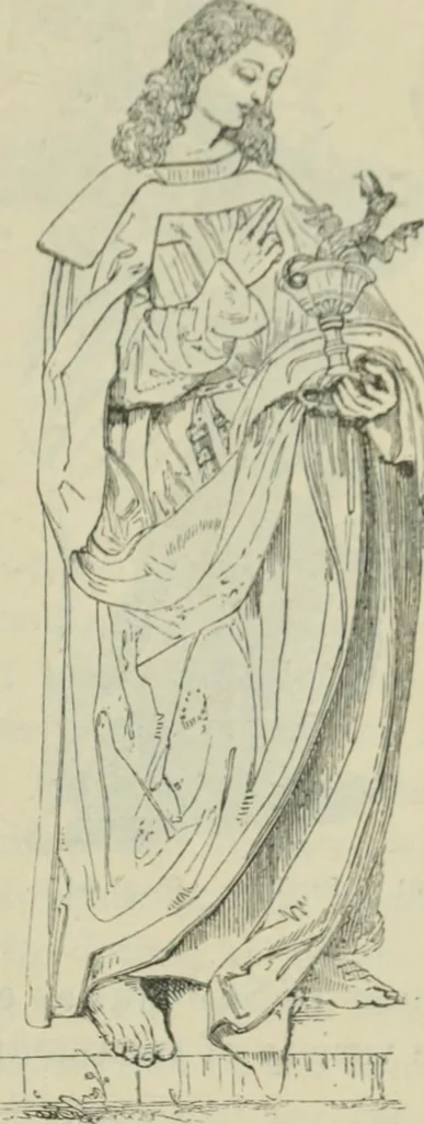 An illustration from Sacred and legendary art : containing legends of the angels and archangels, the evangelists, the apostles, the doctors of the Church and St. Mary Magdalene as represented in the fine arts, 1911, leaf 190