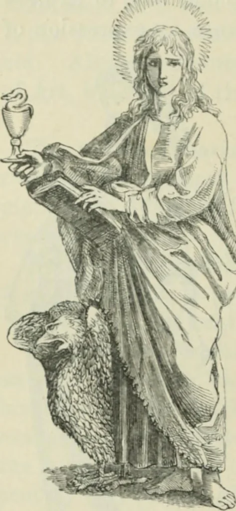 An illustration from Sacred and legendary art : containing legends of the angels and archangels, the evangelists, the apostles, the doctors of the Church and St. Mary Magdalene as represented in the fine arts, 1911, leaf 191