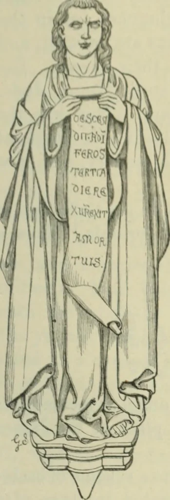 An illustration from Sacred and legendary art : containing legends of the angels and archangels, the evangelists, the apostles, the doctors of the Church and St. Mary Magdalene as represented in the fine arts, 1911, leaf 206