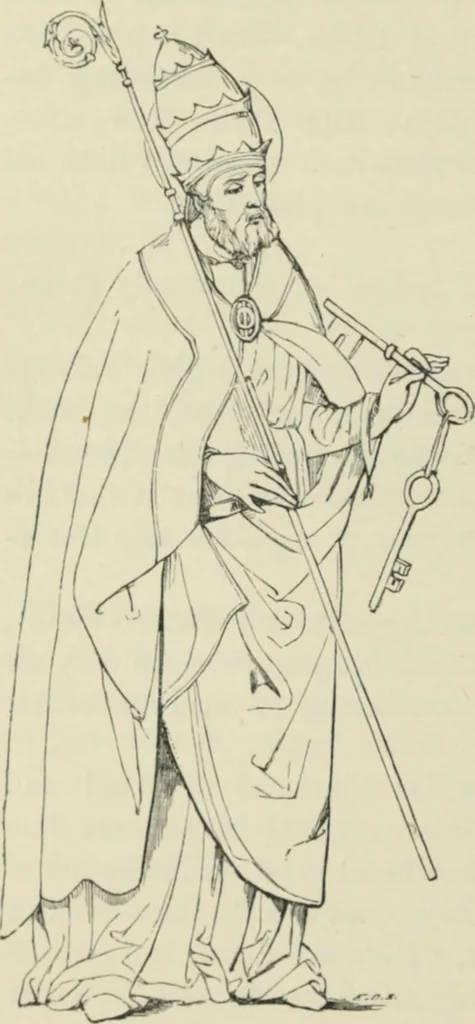 An illustration from Sacred and legendary art : containing legends of the angels and archangels, the evangelists, the apostles, the doctors of the Church and St. Mary Magdalene as represented in the fine arts, 1911, leaf 225