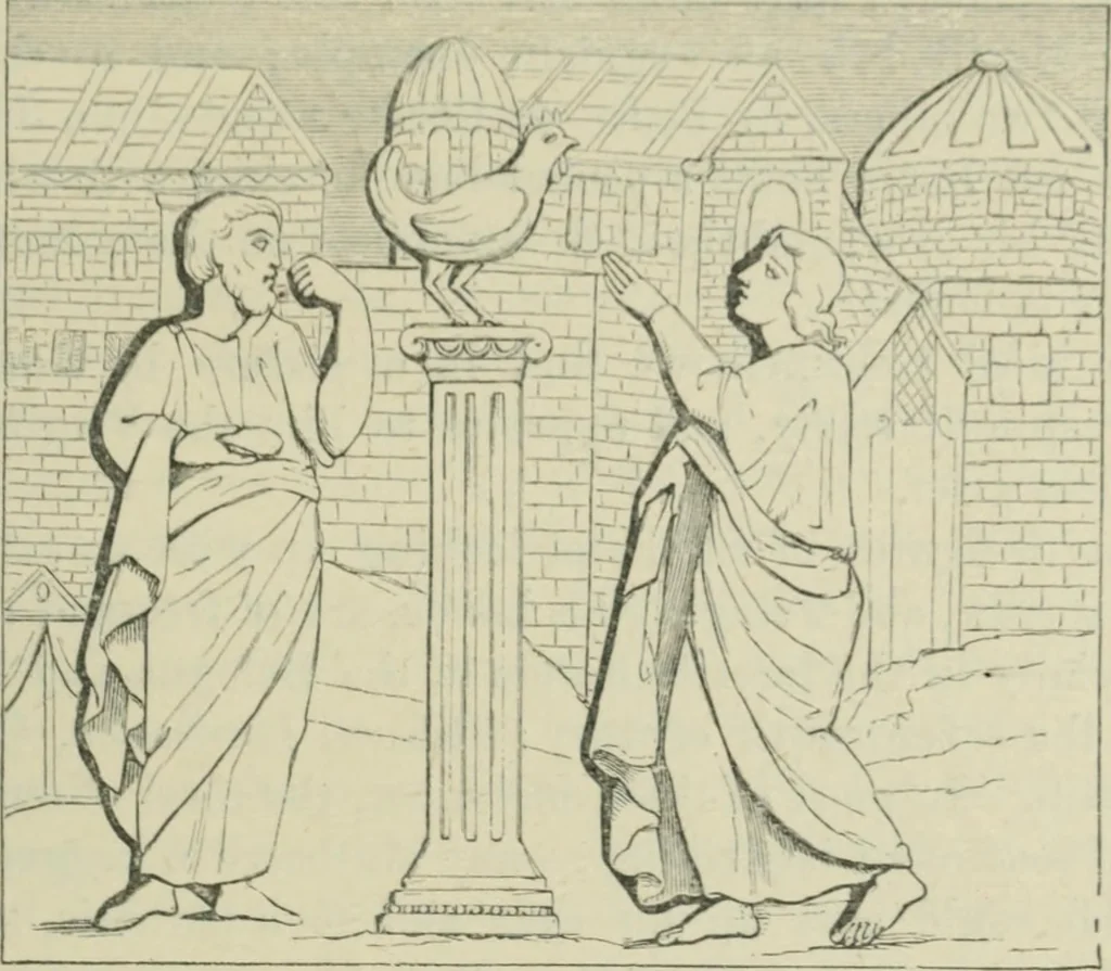 An illustration from Sacred and legendary art : containing legends of the angels and archangels, the evangelists, the apostles, the doctors of the Church and St. Mary Magdalene as represented in the fine arts, 1911, leaf 228