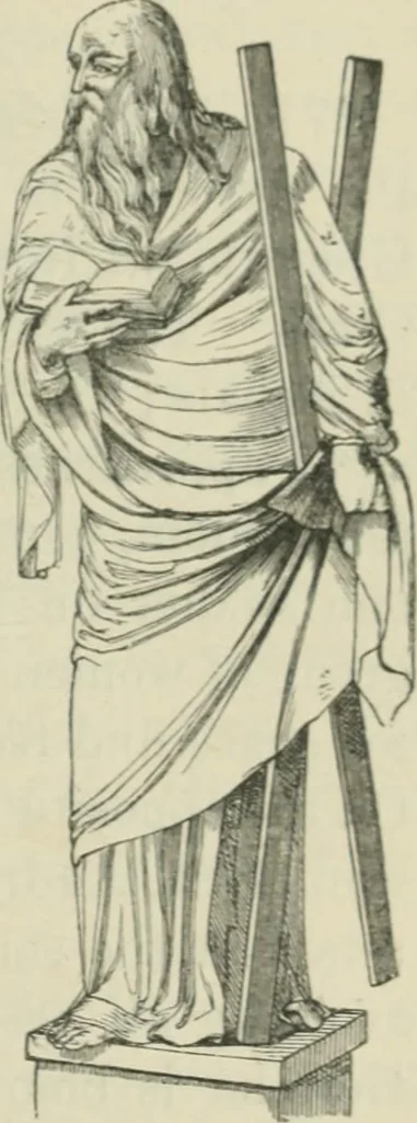 An illustration from Sacred and legendary art : containing legends of the angels and archangels, the evangelists, the apostles, the doctors of the Church and St. Mary Magdalene as represented in the fine arts, 1911, leaf 258