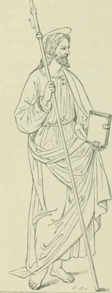 An illustration from Sacred and legendary art : containing legends of the angels and archangels, the evangelists, the apostles, the doctors of the Church and St. Mary Magdalene as represented in the fine arts, 1911, leaf 267