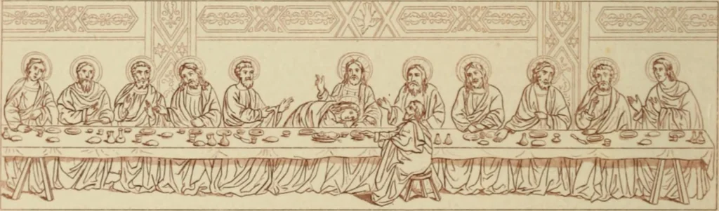 An illustration from Sacred and legendary art : containing legends of the angels and archangels, the evangelists, the apostles, the doctors of the Church and St. Mary Magdalene as represented in the fine arts, 1911, leaf 295